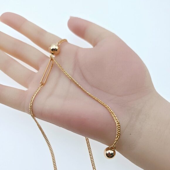 Modern Rose Gold Chain Necklace with Bar Accent, 17.7 Inch Design, XPNL0027 - Picture 11 of 12